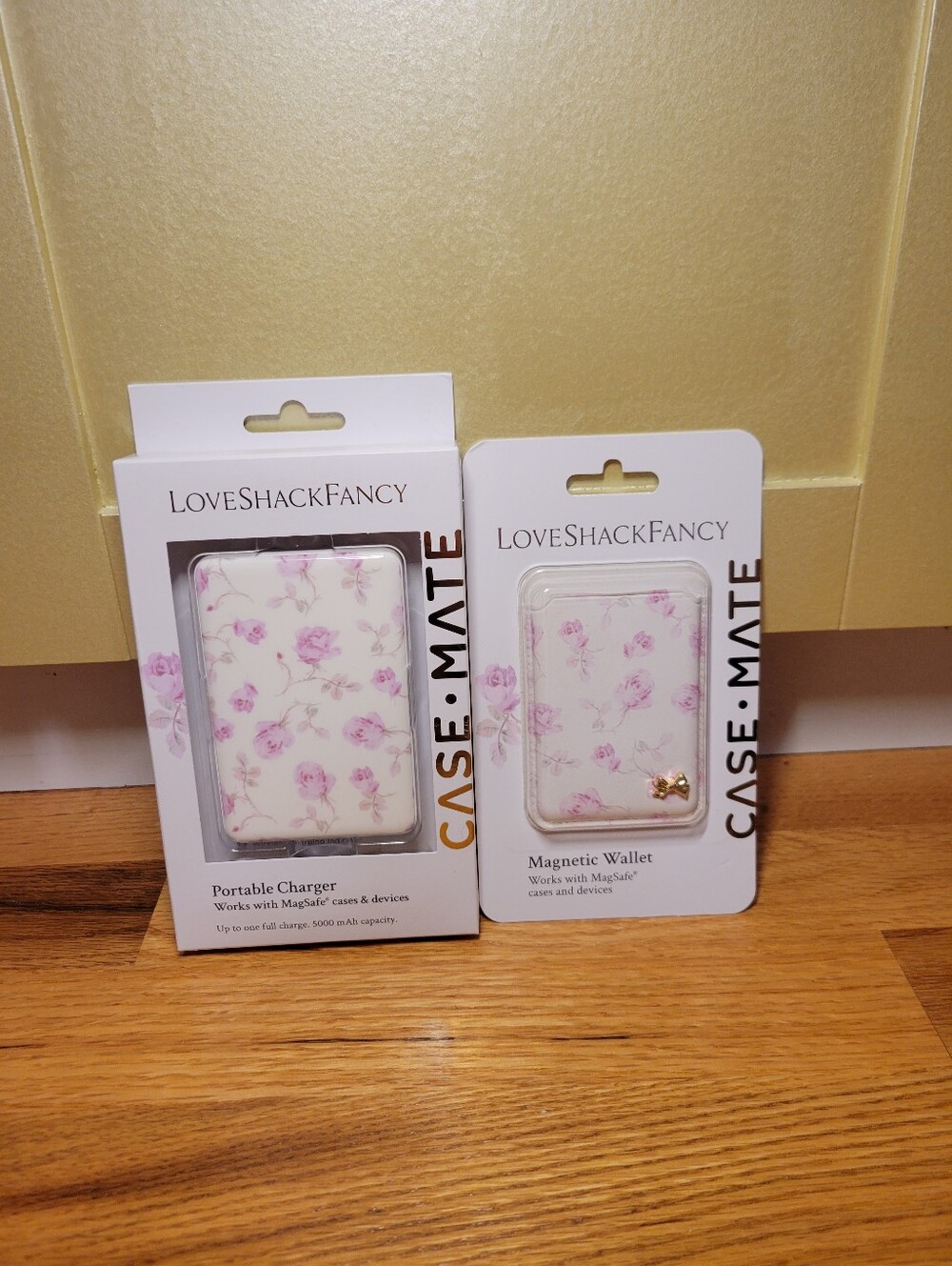 NIB LoveShackFancy x Case-Mate MagSafe Set: Portable Charger & Magnetic Wallet
